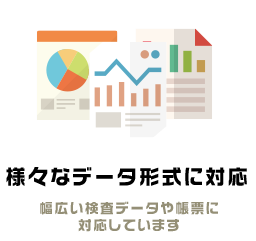 様々なデータ形式に対応 幅広い検査データや帳票に
対応しています