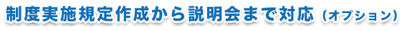 制度実施規定作成から説明会まで対応（オプション）